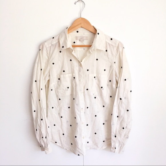 LOFT Tops - 🆑 LOFT | Button-Down Embroidered Shirt
